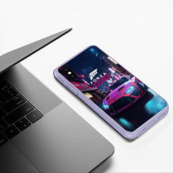 Чехол iPhone XS Max матовый Forza night racing, цвет: 3D-светло-сиреневый — фото 2