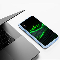 Чехол iPhone XS Max матовый CSGO neon green logo, цвет: 3D-голубой — фото 2