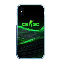 Чехол iPhone XS Max матовый CSGO neon green logo, цвет: 3D-голубой