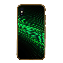 Чехол iPhone XS Max матовый Green neon lines, цвет: 3D-коричневый