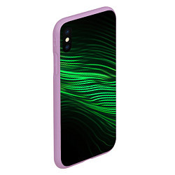 Чехол iPhone XS Max матовый Green neon lines, цвет: 3D-сиреневый — фото 2