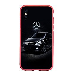Чехол iPhone XS Max матовый Mercedes black, цвет: 3D-красный