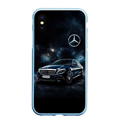 Чехол iPhone XS Max матовый Mercedes Benz galaxy, цвет: 3D-голубой