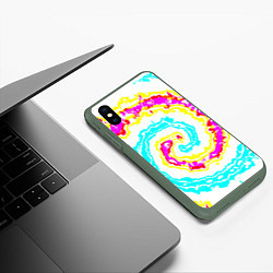 Чехол iPhone XS Max матовый Тай-дай триппи, цвет: 3D-темно-зеленый — фото 2