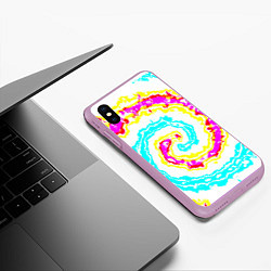 Чехол iPhone XS Max матовый Тай-дай триппи, цвет: 3D-сиреневый — фото 2