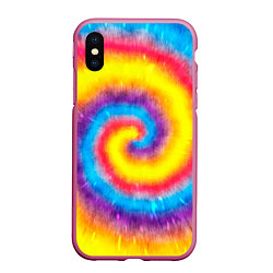 Чехол iPhone XS Max матовый Тай-дай сочные цвета, цвет: 3D-малиновый