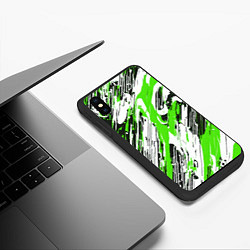 Чехол iPhone XS Max матовый Спонтанные брызги зелёные, цвет: 3D-черный — фото 2