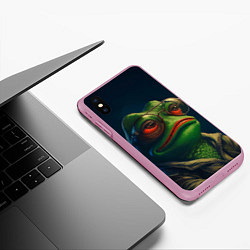 Чехол iPhone XS Max матовый Pepe frog, цвет: 3D-розовый — фото 2