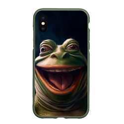 Чехол iPhone XS Max матовый Пепе в нирване, цвет: 3D-темно-зеленый