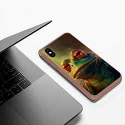 Чехол iPhone XS Max матовый Лягушка Пепе натуральная, цвет: 3D-коричневый — фото 2
