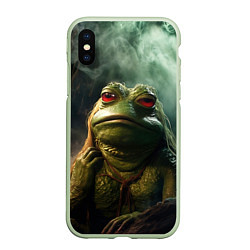 Чехол iPhone XS Max матовый Большая жаба Пепе, цвет: 3D-салатовый