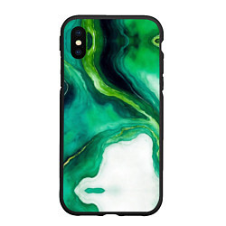 Чехол iPhone XS Max матовый Жидкий изумруд в стиле арт, цвет: 3D-черный