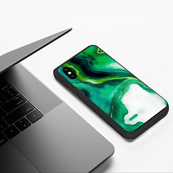 Чехол iPhone XS Max матовый Жидкий изумруд в стиле арт, цвет: 3D-черный — фото 2