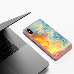 Чехол iPhone XS Max матовый Вода и пламя абстракция, цвет: 3D-малиновый — фото 2