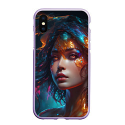 Чехол iPhone XS Max матовый Фантастическая женщина и брызги краски, цвет: 3D-светло-сиреневый