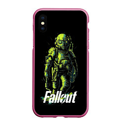 Чехол iPhone XS Max матовый Fallout green, цвет: 3D-малиновый