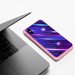 Чехол iPhone XS Max матовый Неоновый звездопад - полосы, цвет: 3D-баблгам — фото 2