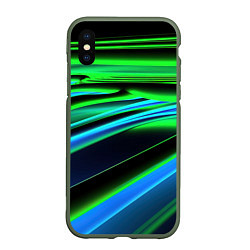 Чехол iPhone XS Max матовый Green black abstract, цвет: 3D-темно-зеленый