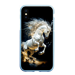 Чехол iPhone XS Max матовый Конь Белая молния, цвет: 3D-голубой