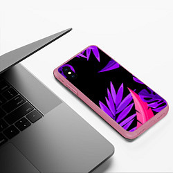 Чехол iPhone XS Max матовый Floral composition - neon, цвет: 3D-малиновый — фото 2