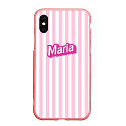 Чехол iPhone XS Max матовый Имя Мария в стиле Барби: розовая полоска, цвет: 3D-баблгам