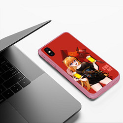Чехол iPhone XS Max матовый Ева 02 - пивняшка Аска Лэнгли, цвет: 3D-малиновый — фото 2