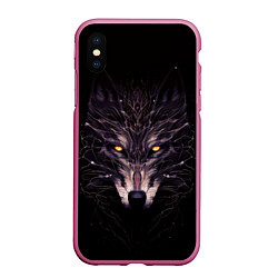 Чехол iPhone XS Max матовый Волк в кромешной темноте, цвет: 3D-малиновый
