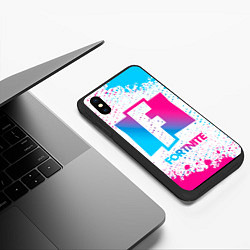 Чехол iPhone XS Max матовый Fortnite neon gradient style, цвет: 3D-черный — фото 2