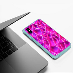 Чехол iPhone XS Max матовый Розовые абстрактные трубочки, цвет: 3D-мятный — фото 2