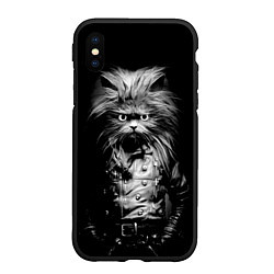 Чехол iPhone XS Max матовый Кот черный хипстер, цвет: 3D-черный