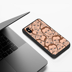 Чехол iPhone XS Max матовый Лица Николаса Кейджа, цвет: 3D-черный — фото 2