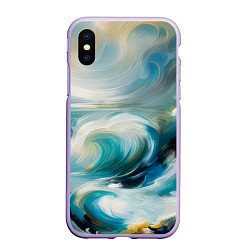 Чехол iPhone XS Max матовый Штормовые волны океана, цвет: 3D-светло-сиреневый