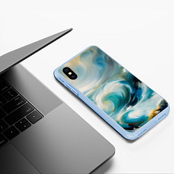 Чехол iPhone XS Max матовый Штормовые волны океана, цвет: 3D-голубой — фото 2