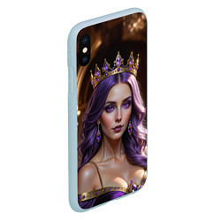 Чехол iPhone XS Max матовый Девушка с фиолетовыми волосами в короне, цвет: 3D-голубой — фото 2