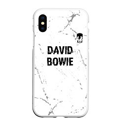 Чехол iPhone XS Max матовый David Bowie glitch на светлом фоне: символ сверху