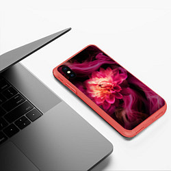 Чехол iPhone XS Max матовый Розовый цветок в огне - нейросеть, цвет: 3D-красный — фото 2