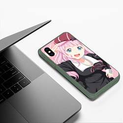 Чехол iPhone XS Max матовый Kaguya sama wa Kokurasetai Чика Фудживара, цвет: 3D-темно-зеленый — фото 2