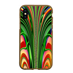 Чехол iPhone XS Max матовый Травянистый дизайн с оранжевым, цвет: 3D-коричневый