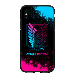 Чехол iPhone XS Max матовый Attack on Titan - neon gradient