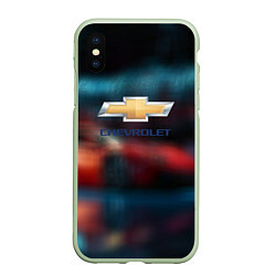 Чехол iPhone XS Max матовый Chevrolet sport, цвет: 3D-салатовый