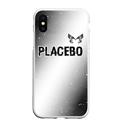 Чехол iPhone XS Max матовый Placebo glitch на светлом фоне: символ сверху