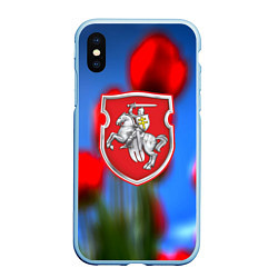 Чехол iPhone XS Max матовый Belarus summer, цвет: 3D-голубой