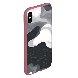 Чехол iPhone XS Max матовый Волны монохрома, цвет: 3D-малиновый — фото 2