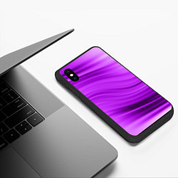 Чехол iPhone XS Max матовый Розово фиолетовый абстрактный узор волны, цвет: 3D-черный — фото 2