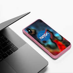 Чехол iPhone XS Max матовый Nasa space star collection, цвет: 3D-малиновый — фото 2