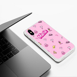 Чехол iPhone XS Max матовый Имя Мария в стиле барби - розовый паттерн аксессуа, цвет: 3D-белый — фото 2