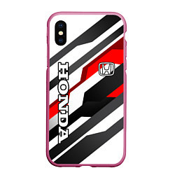 Чехол iPhone XS Max матовый Honda - red and white, цвет: 3D-малиновый