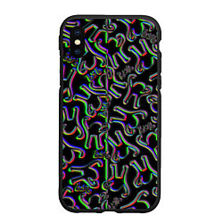 Чехол iPhone XS Max матовый Ъуъ съука глитч паттерн, цвет: 3D-черный