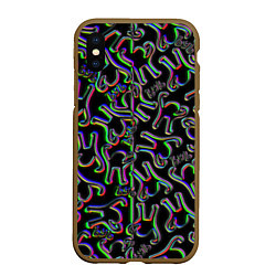 Чехол iPhone XS Max матовый Ъуъ съука глитч паттерн, цвет: 3D-коричневый