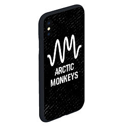 Чехол iPhone XS Max матовый Arctic Monkeys glitch на темном фоне, цвет: 3D-черный — фото 2